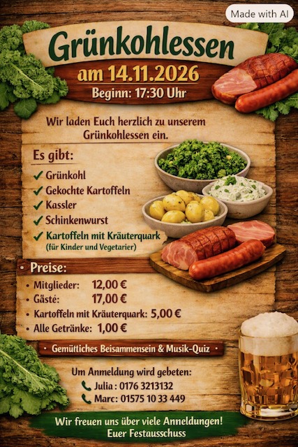 Aushang Grünkohlessen