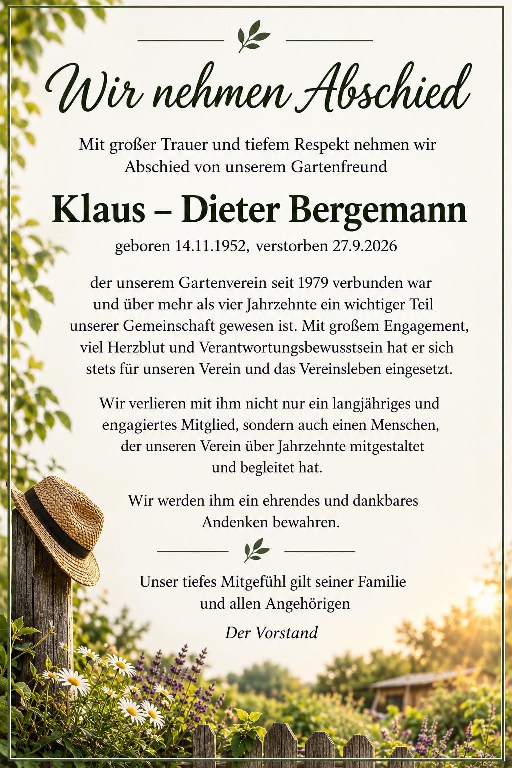 Traueranzeige Klaus-Dieter Bergemann